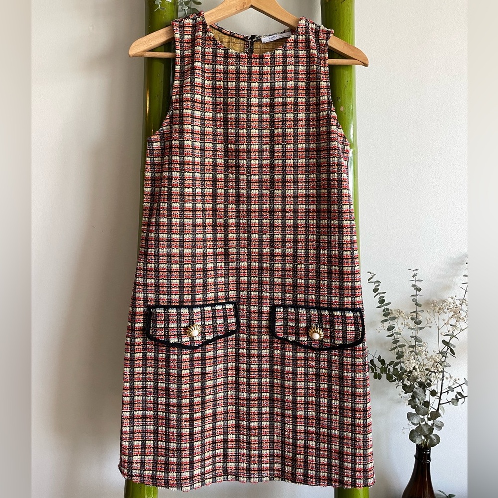 Zara A-line tweed sleveless dress size S